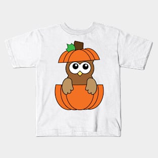 Cute Owl In Pumpkin Kids T-Shirt